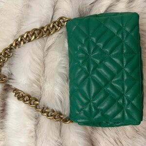 Green Quilted Chain Shoulder Bag